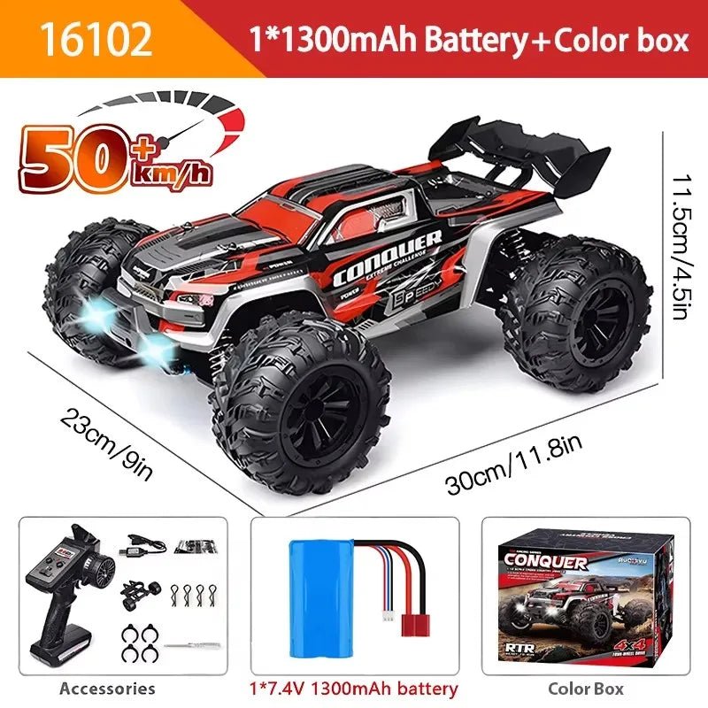 1:16 4WD RC Drift Truck with LED – High - Speed RC Car Toy for Kids - trendbuzzer