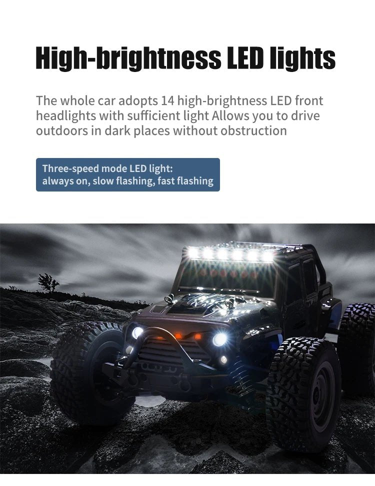 1:16 4WD RC Drift Truck with LED – High - Speed RC Car Toy for Kids - trendbuzzer