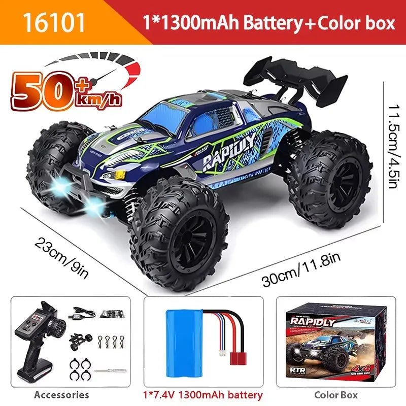 1:16 4WD RC Drift Truck with LED – High - Speed RC Car Toy for Kids - trendbuzzer