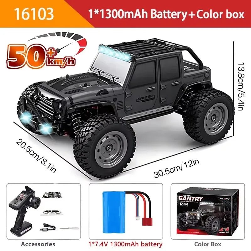 1:16 4WD RC Drift Truck with LED – High - Speed RC Car Toy for Kids - trendbuzzer
