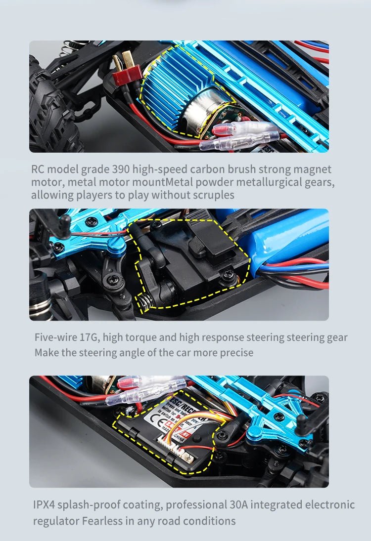 1:16 4WD RC Drift Truck with LED – High - Speed RC Car Toy for Kids - trendbuzzer