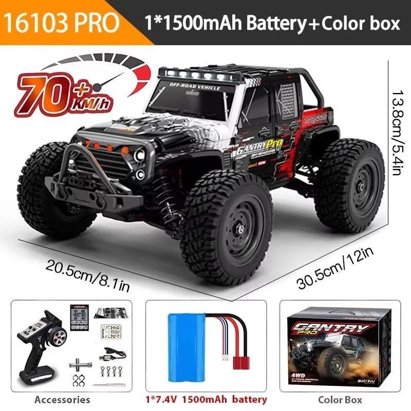 1:16 4WD RC Drift Truck with LED – High - Speed RC Car Toy for Kids - trendbuzzer