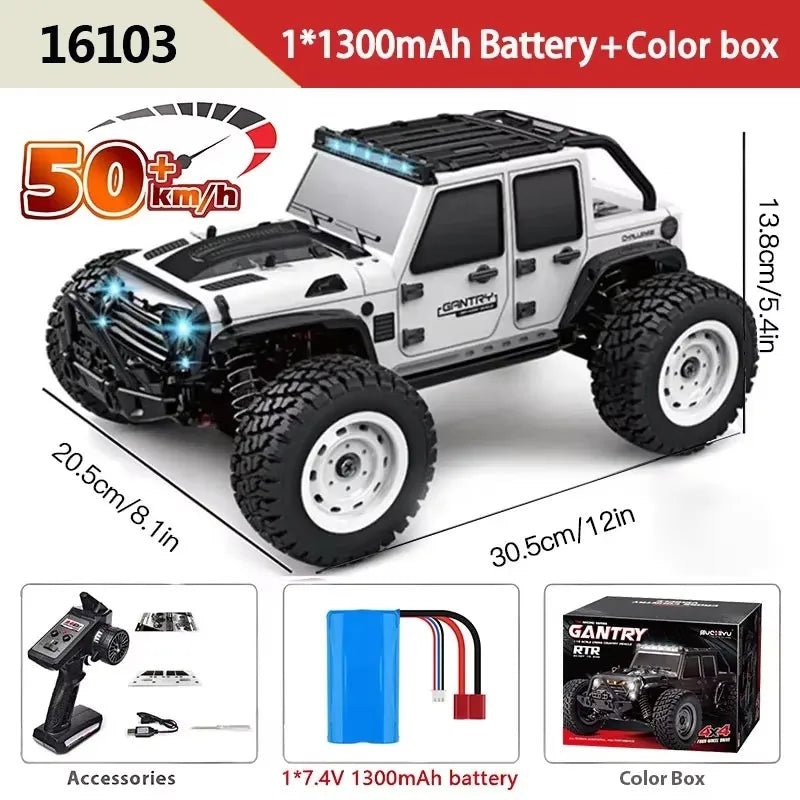 1:16 4WD RC Drift Truck with LED – High - Speed RC Car Toy for Kids - trendbuzzer