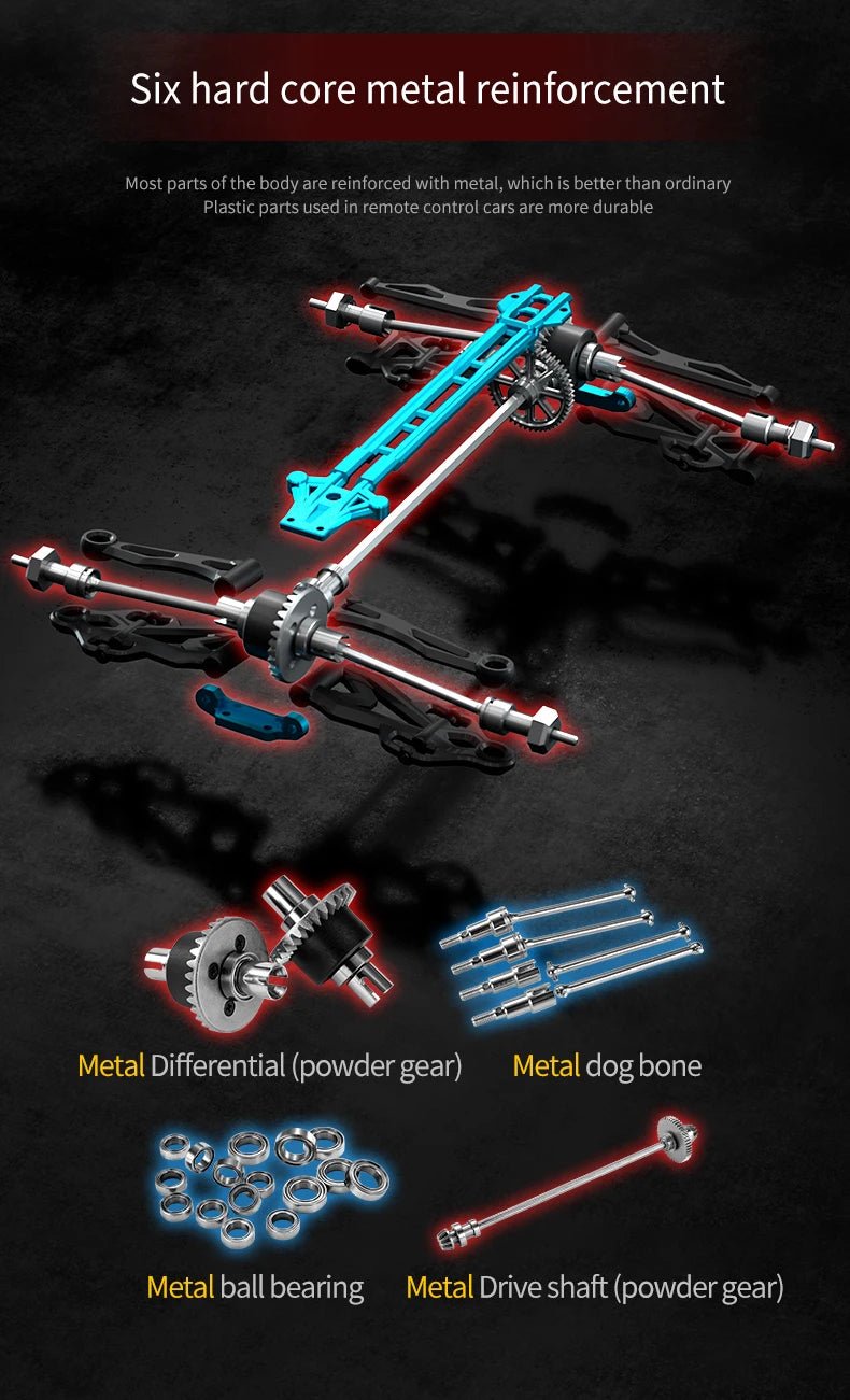 1:16 4WD RC Drift Truck with LED – High - Speed RC Car Toy for Kids - trendbuzzer