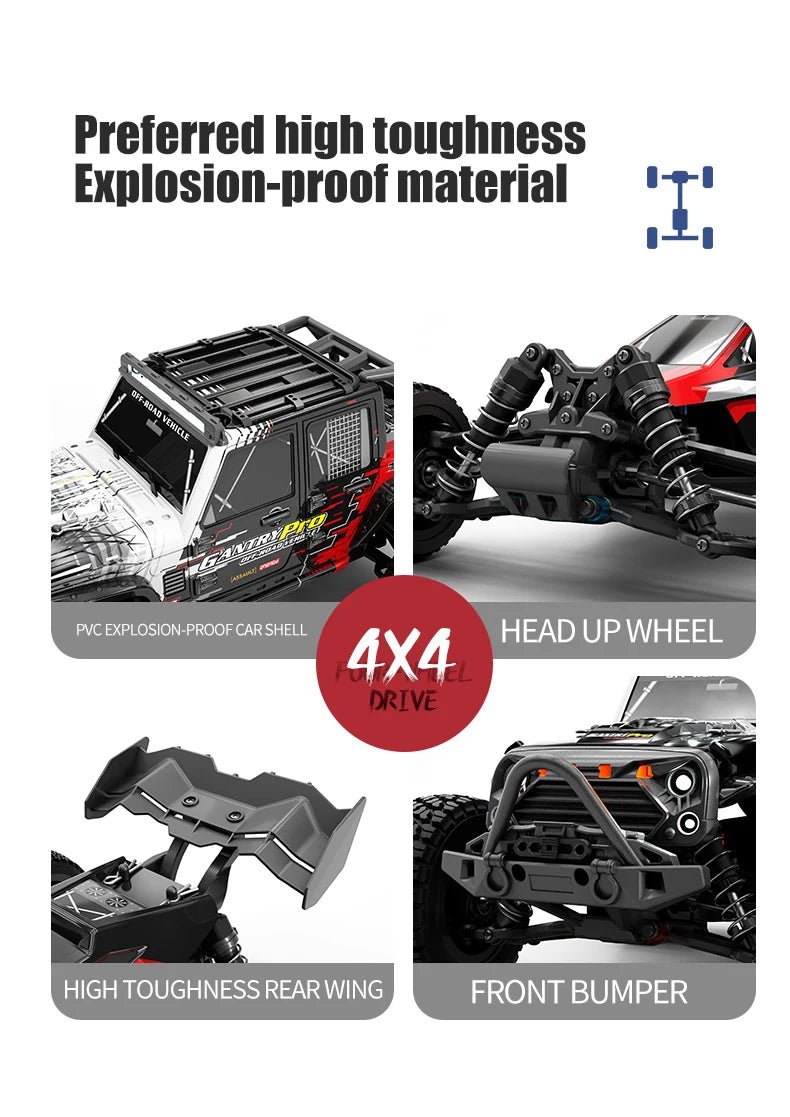1:16 4WD RC Drift Truck with LED – High - Speed RC Car Toy for Kids - trendbuzzer
