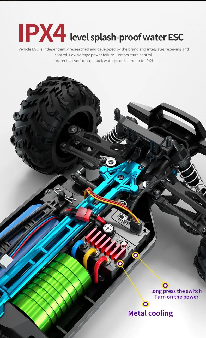 1:16 4WD RC Drift Truck with LED – High - Speed RC Car Toy for Kids - trendbuzzer