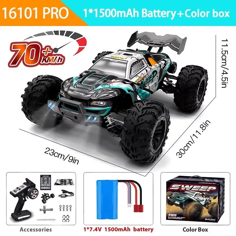 1:16 4WD RC Drift Truck with LED – High - Speed RC Car Toy for Kids - trendbuzzer