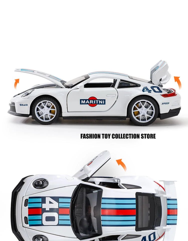 1:32 Porsche 911 GT3 Alloy Model Car – Diecast Toy with Sound & Light for Kids - trendbuzzer