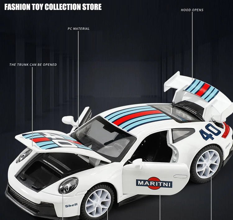 1:32 Porsche 911 GT3 Alloy Model Car – Diecast Toy with Sound & Light for Kids - trendbuzzer
