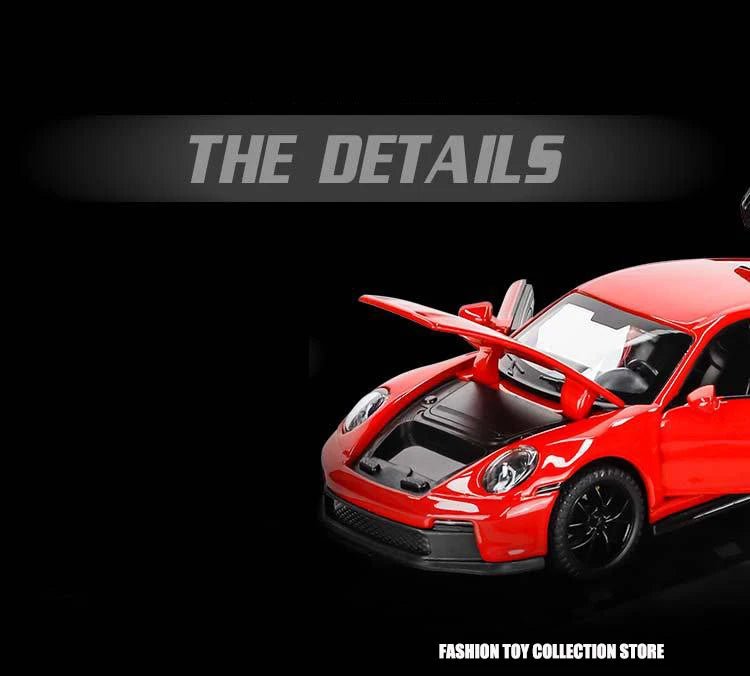 1:32 Porsche 911 GT3 Alloy Model Car – Diecast Toy with Sound & Light for Kids - trendbuzzer