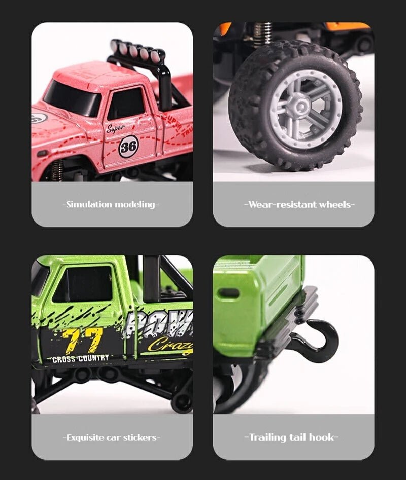 1:64 Mini Off - Road RC Car – Alloy, Shock Absorption, LED Lights Toy for Kids - trendbuzzer