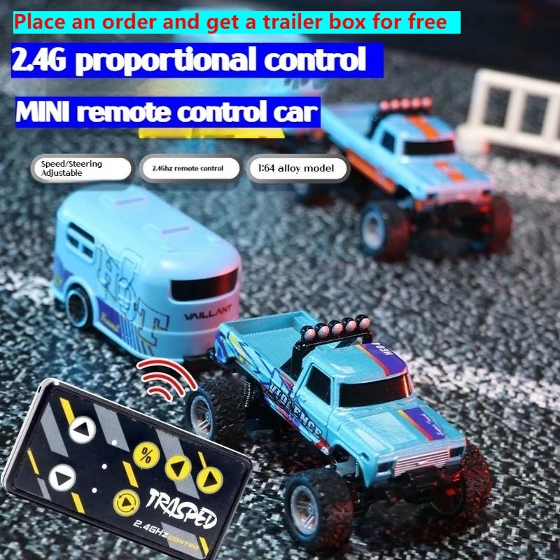 1:64 Mini Off - Road RC Car – Alloy, Shock Absorption, LED Lights Toy for Kids - trendbuzzer