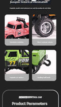 1:64 Mini Off - Road RC Car – Alloy, Shock Absorption, LED Lights Toy for Kids - trendbuzzer