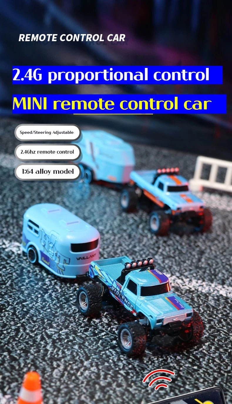 1:64 Mini Off - Road RC Car – Alloy, Shock Absorption, LED Lights Toy for Kids - trendbuzzer
