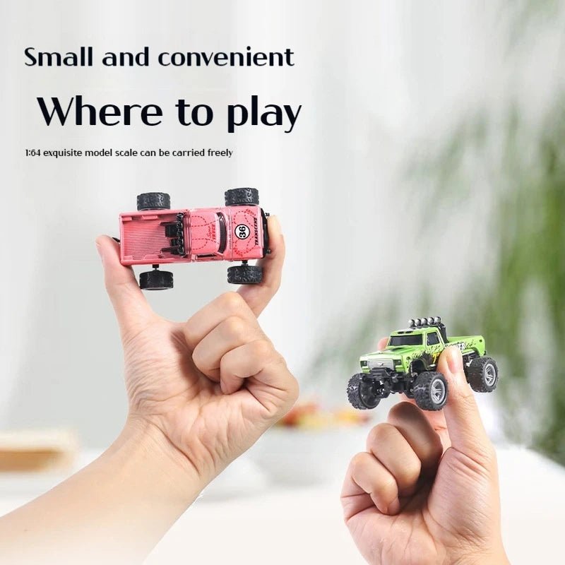 1:64 Mini Off - Road RC Car – Alloy, Shock Absorption, LED Lights Toy for Kids - trendbuzzer