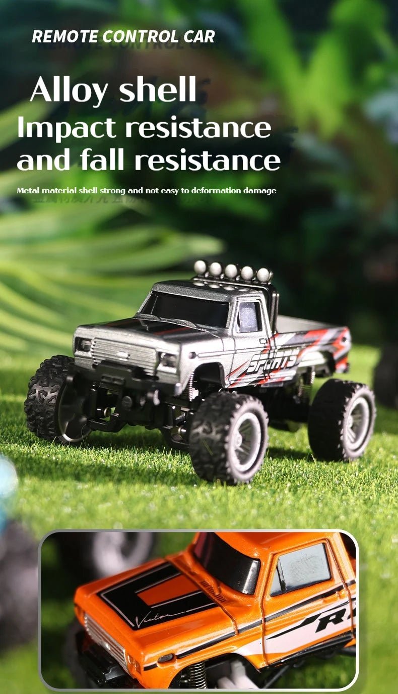 1:64 Mini Off - Road RC Car – Alloy, Shock Absorption, LED Lights Toy for Kids - trendbuzzer