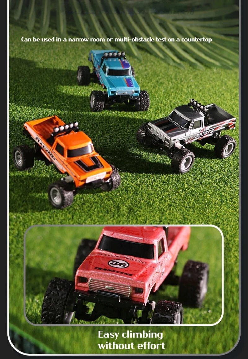 1:64 Mini Off - Road RC Car – Alloy, Shock Absorption, LED Lights Toy for Kids - trendbuzzer