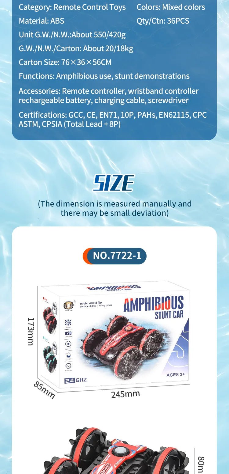 2.4G RC Amphibious 4WD Stunt Climbing Flip Car Toy - trendbuzzer