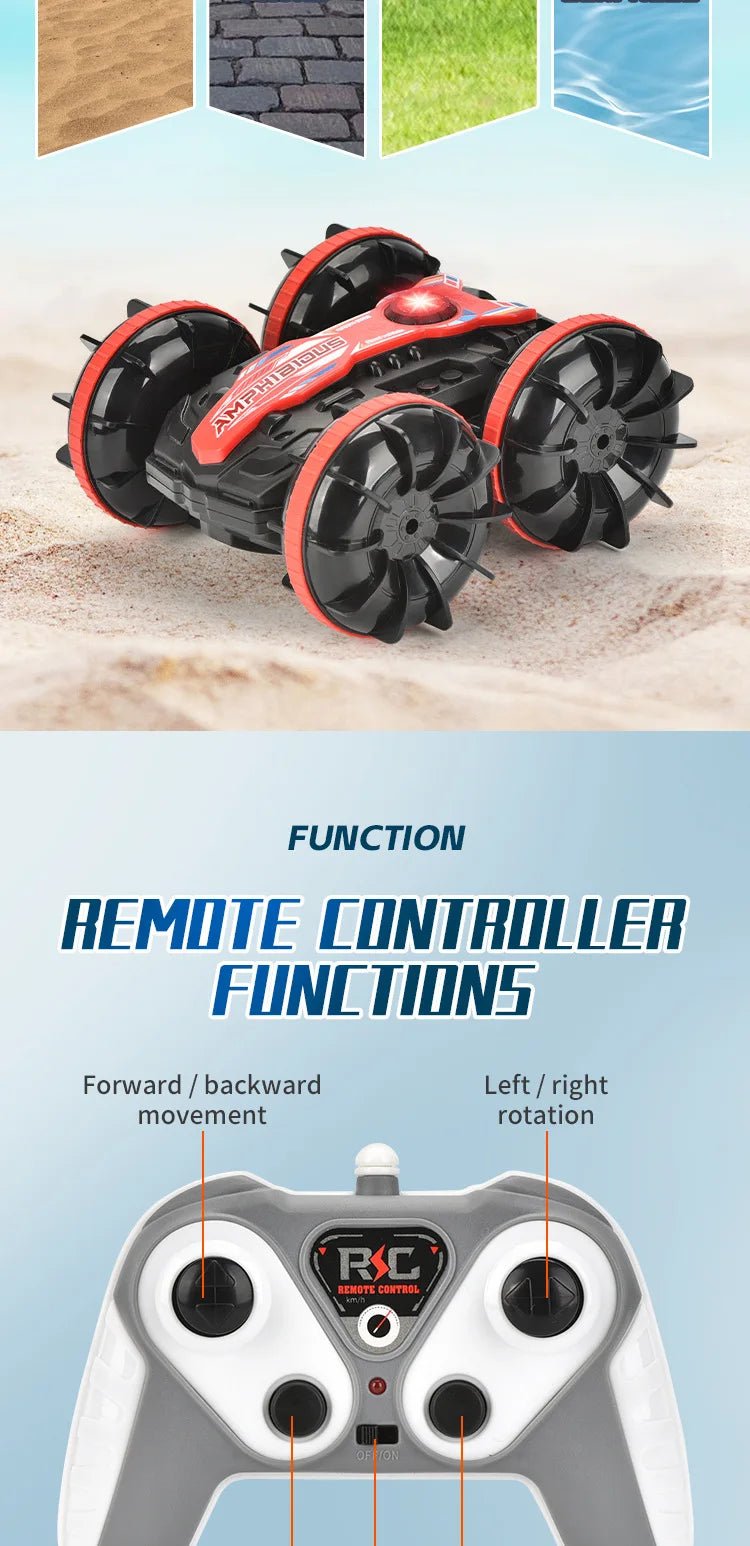 2.4G RC Amphibious 4WD Stunt Climbing Flip Car Toy - trendbuzzer