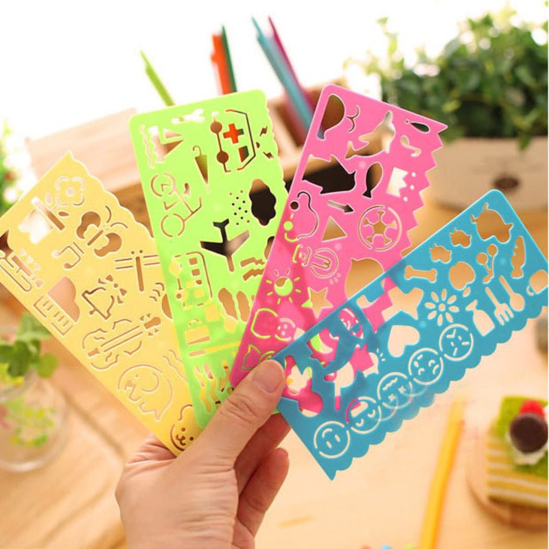 4PCS Kids Drawing Stencil Set – Plastic Art Template Boards for Learning & Craft - trendbuzzer