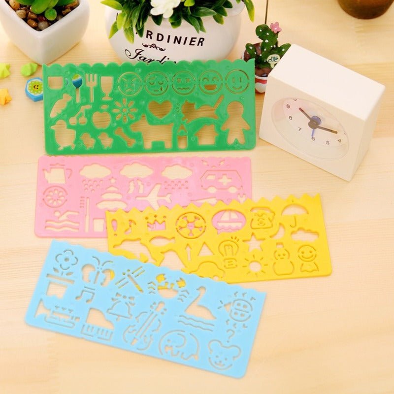 4PCS Kids Drawing Stencil Set – Plastic Art Template Boards for Learning & Craft - trendbuzzer