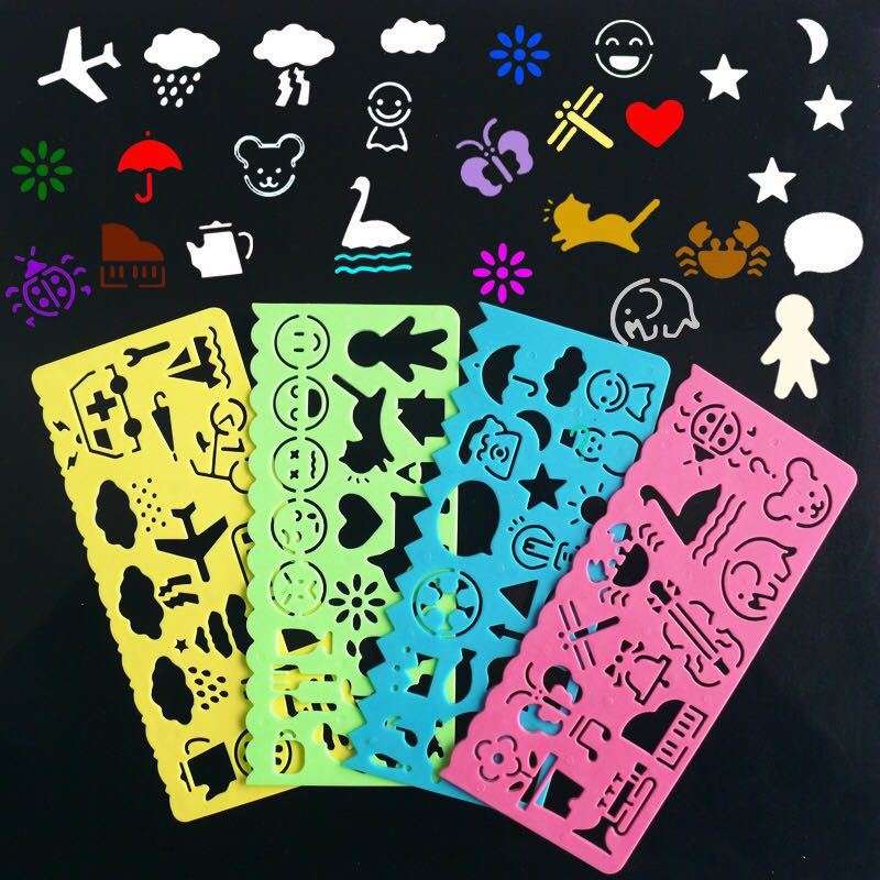 4PCS Kids Drawing Stencil Set – Plastic Art Template Boards for Learning & Craft - trendbuzzer