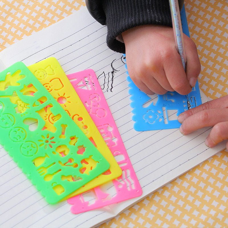 4PCS Kids Drawing Stencil Set – Plastic Art Template Boards for Learning & Craft - trendbuzzer