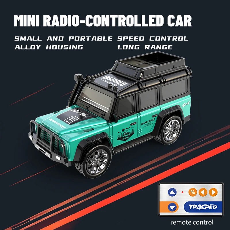 6601Green 1/64 Mini RC Car – Alloy, Portable, 60 - Min Run Time Toy for Kids - trendbuzzer