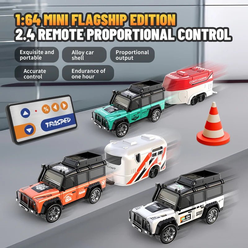 6601Green 1/64 Mini RC Car – Alloy, Portable, 60 - Min Run Time Toy for Kids - trendbuzzer