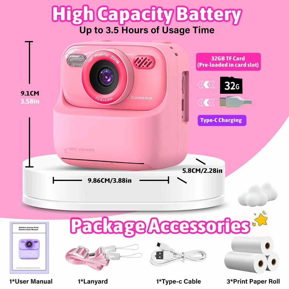 AMORUS Kids Instant Camera – 1080P HD Dual Lens with 32GB Storage & Instant Print - trendbuzzer