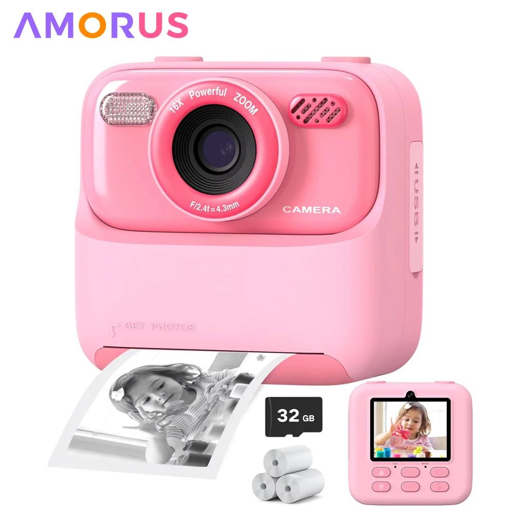 AMORUS Kids Instant Camera – 1080P HD Dual Lens with 32GB Storage & Instant Print - trendbuzzer