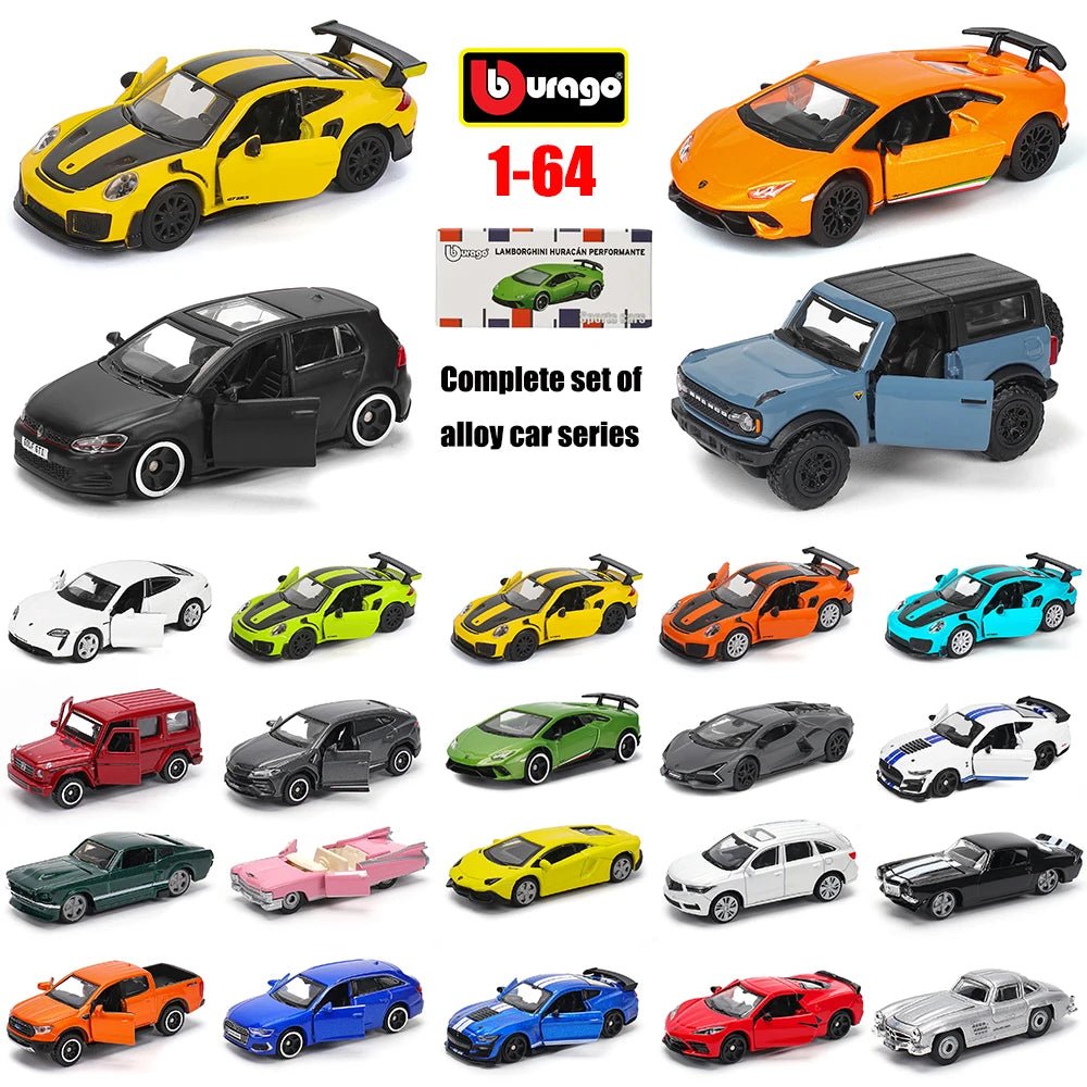 Bburago 1:64 Porsche, Shelby, Mustang & Lamborghini Diecast Car Toy – Kids Gift - trendbuzzer