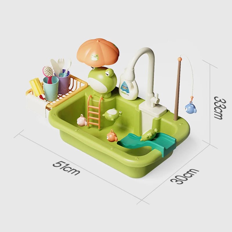 Kids Electric Dishwasher Toy – Pretend Play Kitchen Sink with Running Water - trendbuzzer