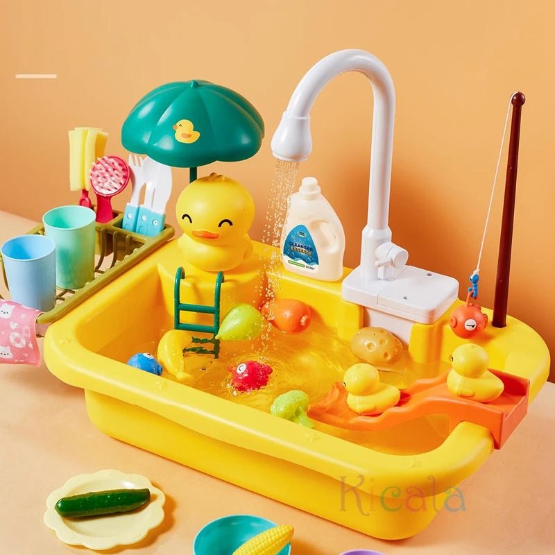 Kids Electric Dishwasher Toy – Pretend Play Kitchen Sink with Running Water - trendbuzzer
