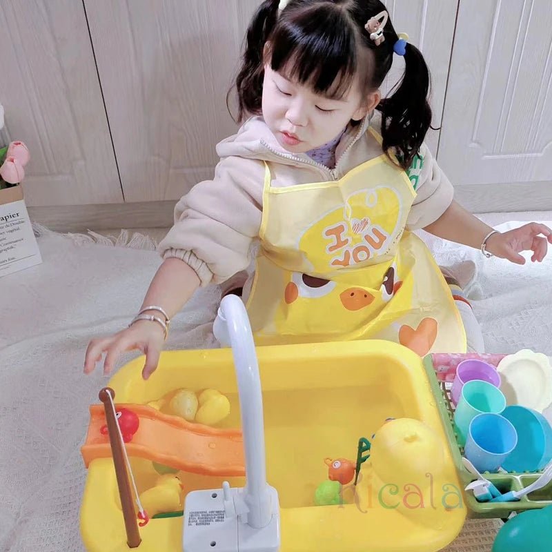 Kids Electric Dishwasher Toy – Pretend Play Kitchen Sink with Running Water - trendbuzzer