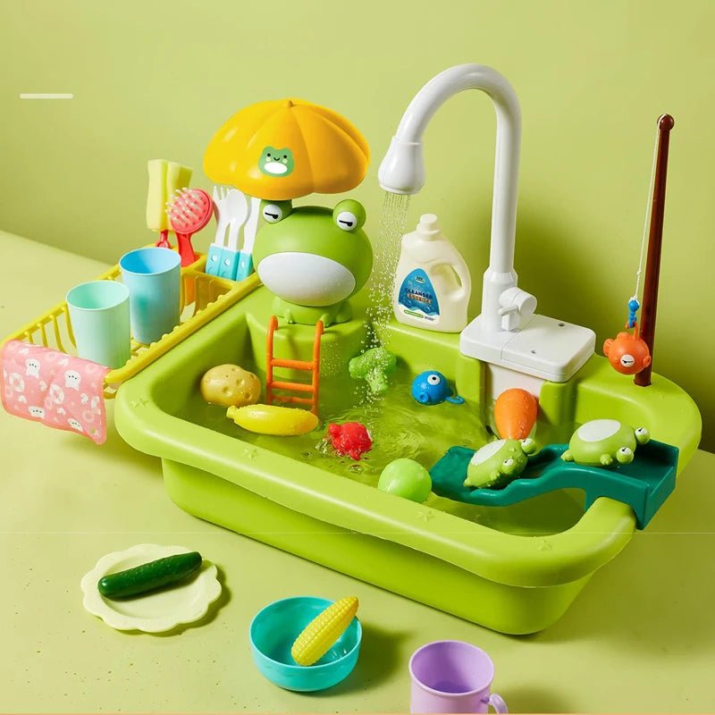 Kids Electric Dishwasher Toy – Pretend Play Kitchen Sink with Running Water - trendbuzzer