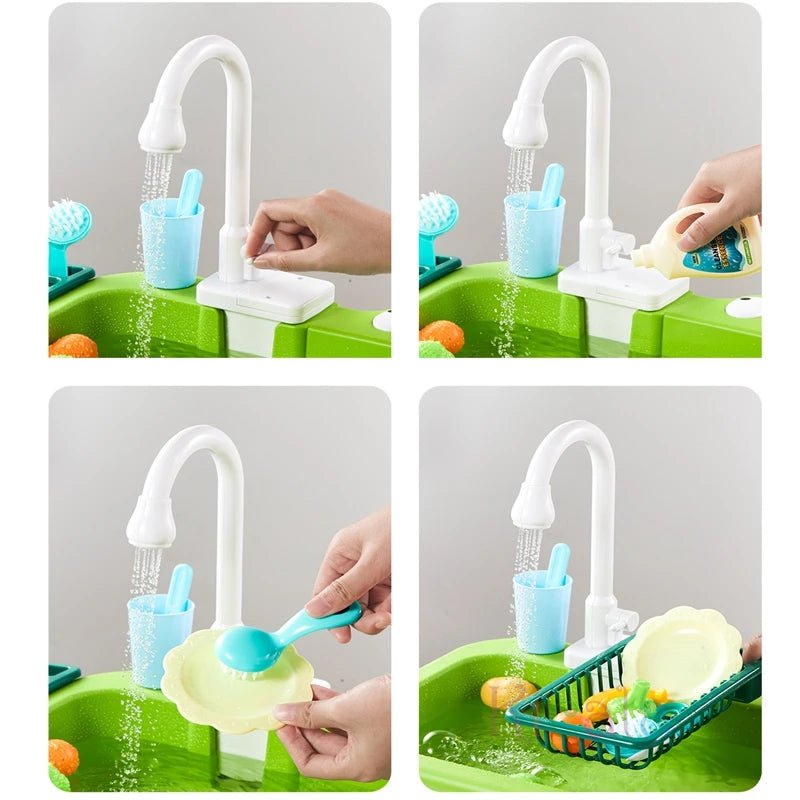 Kids Electric Dishwasher Toy – Pretend Play Kitchen Sink with Running Water - trendbuzzer