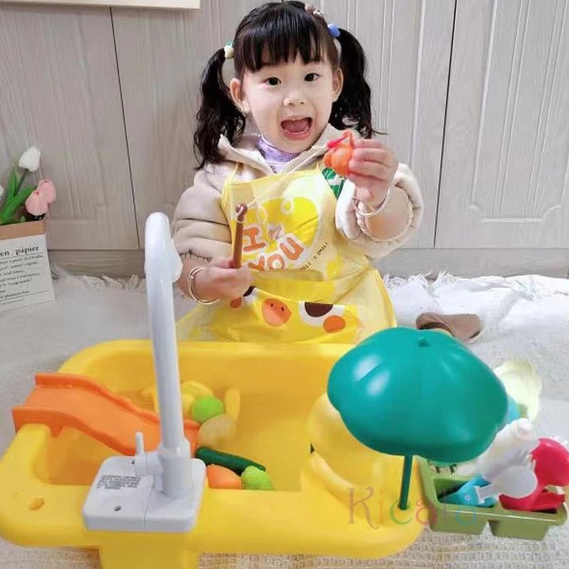 Kids Electric Dishwasher Toy – Pretend Play Kitchen Sink with Running Water - trendbuzzer