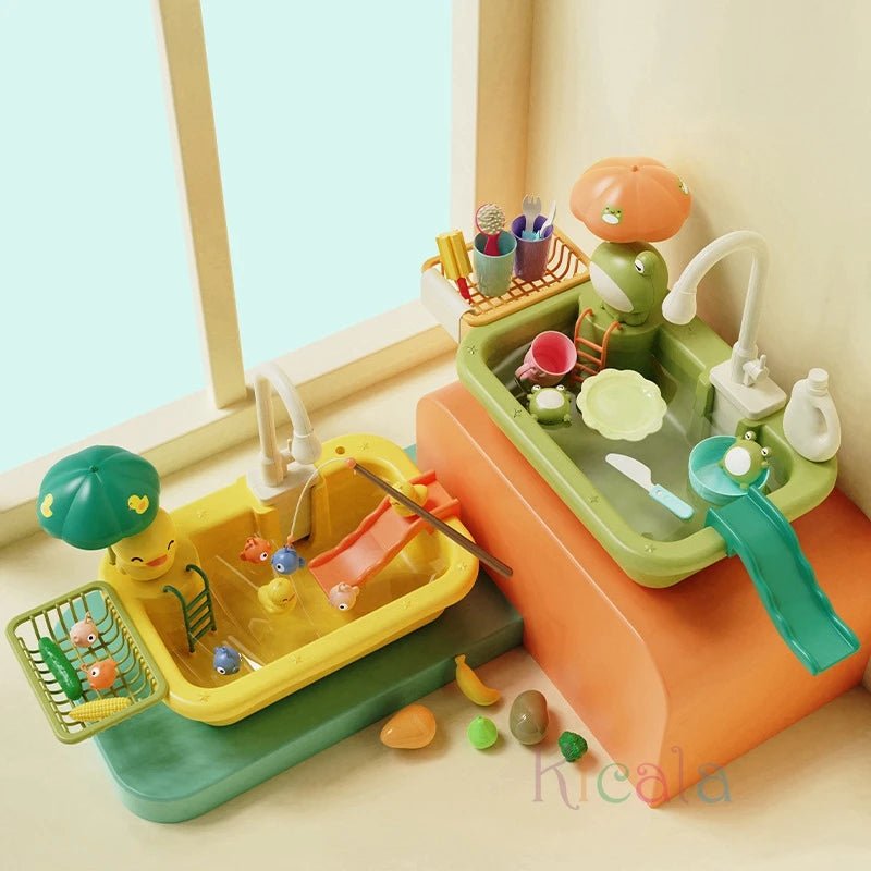 Kids Electric Dishwasher Toy – Pretend Play Kitchen Sink with Running Water - trendbuzzer