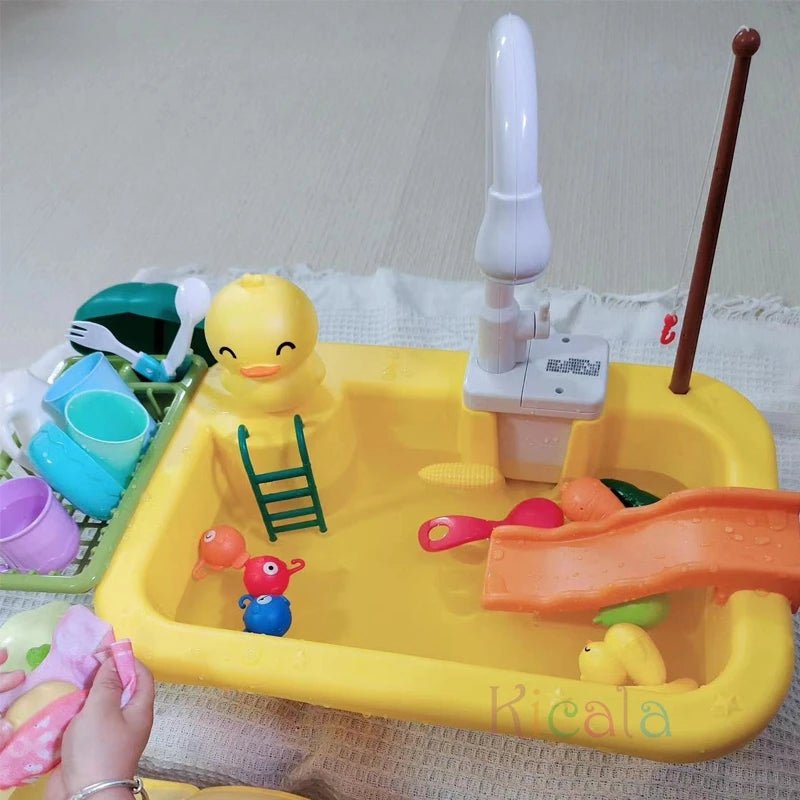 Kids Electric Dishwasher Toy – Pretend Play Kitchen Sink with Running Water - trendbuzzer