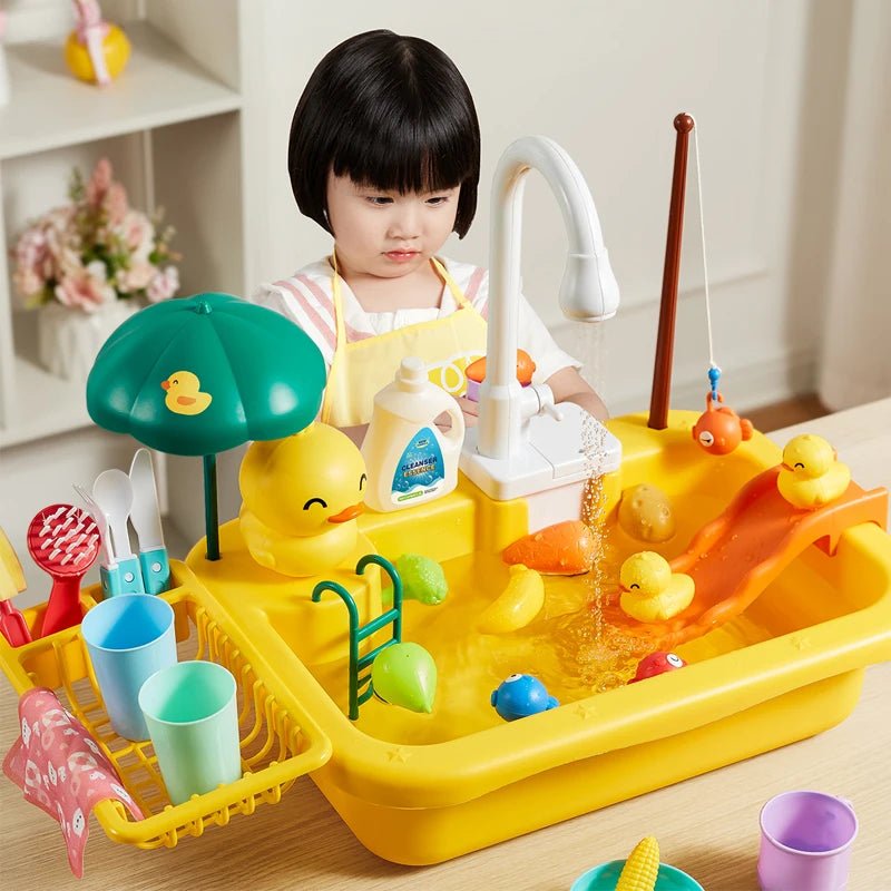 Kids Electric Dishwasher Toy – Pretend Play Kitchen Sink with Running Water - trendbuzzer