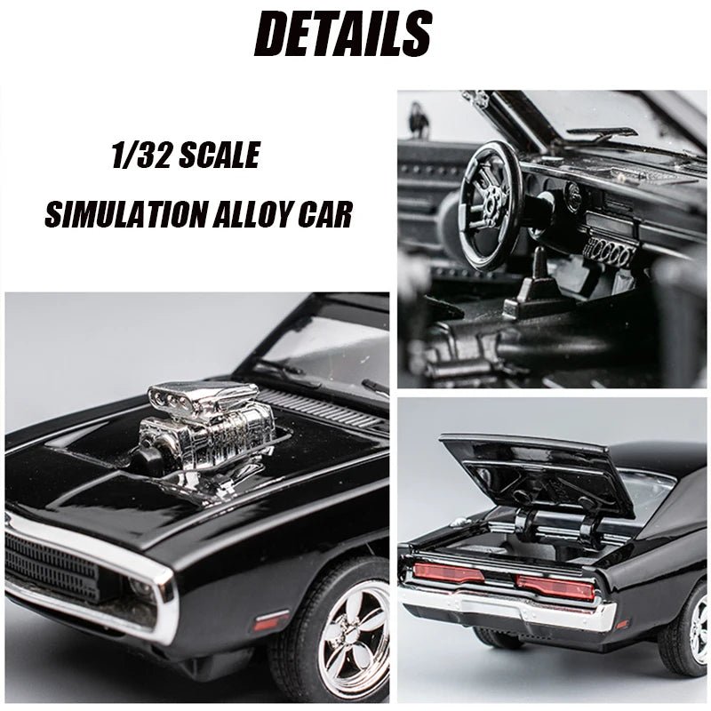 MINI AUTO 1:32 1970 Challenger Alloy Diecast Car – Pull - Back Toy Car with Sound & Lights for Kids & Collectors - trendbuzzer
