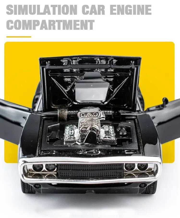 MINI AUTO 1:32 1970 Challenger Alloy Diecast Car – Pull - Back Toy Car with Sound & Lights for Kids & Collectors - trendbuzzer