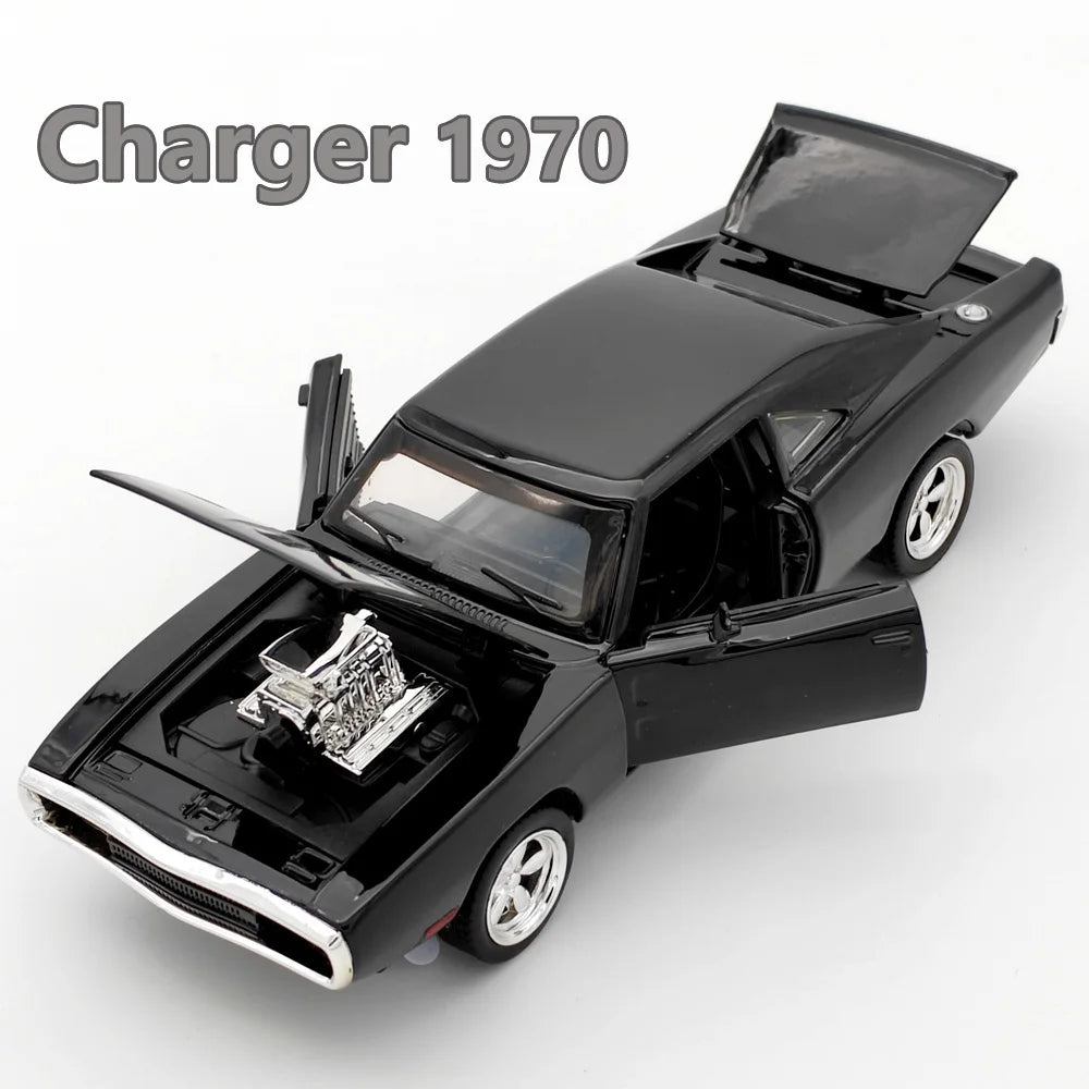 MINI AUTO 1:32 1970 Challenger Alloy Diecast Car – Pull - Back Toy Car with Sound & Lights for Kids & Collectors - trendbuzzer