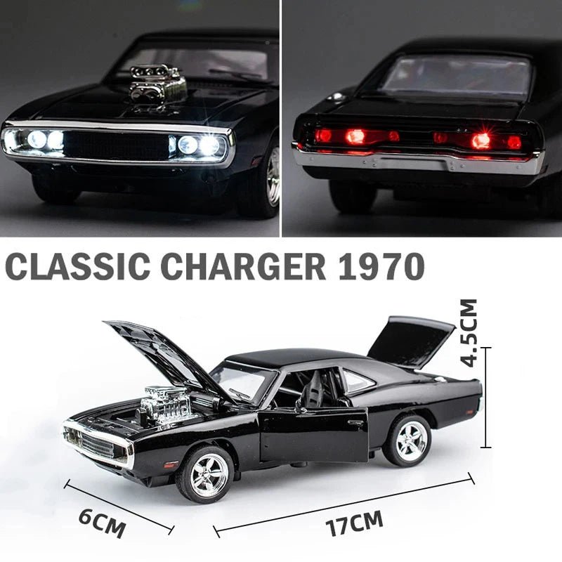 MINI AUTO 1:32 1970 Challenger Alloy Diecast Car – Pull - Back Toy Car with Sound & Lights for Kids & Collectors - trendbuzzer