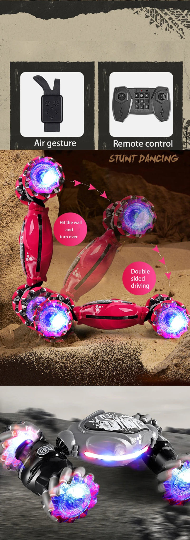 OLOEY 4WD LED Stunt Drift RC Car – Gesture Remote Control Car for Kids & Teens - trendbuzzer