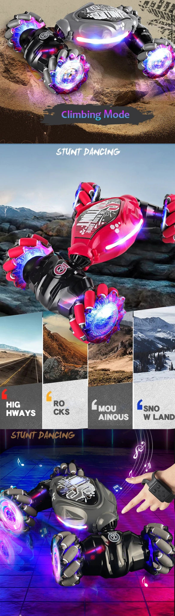 OLOEY 4WD LED Stunt Drift RC Car – Gesture Remote Control Car for Kids & Teens - trendbuzzer