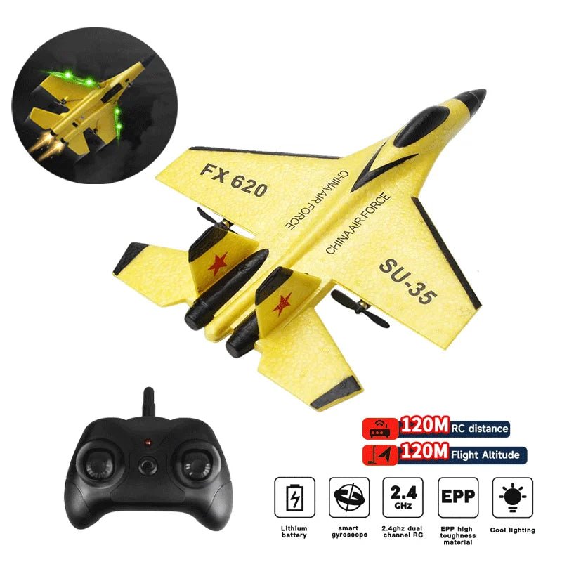 RC SU - 35 Foam Fighter Jet – 2.4G Remote Control Glider Airplane for Kids - trendbuzzer