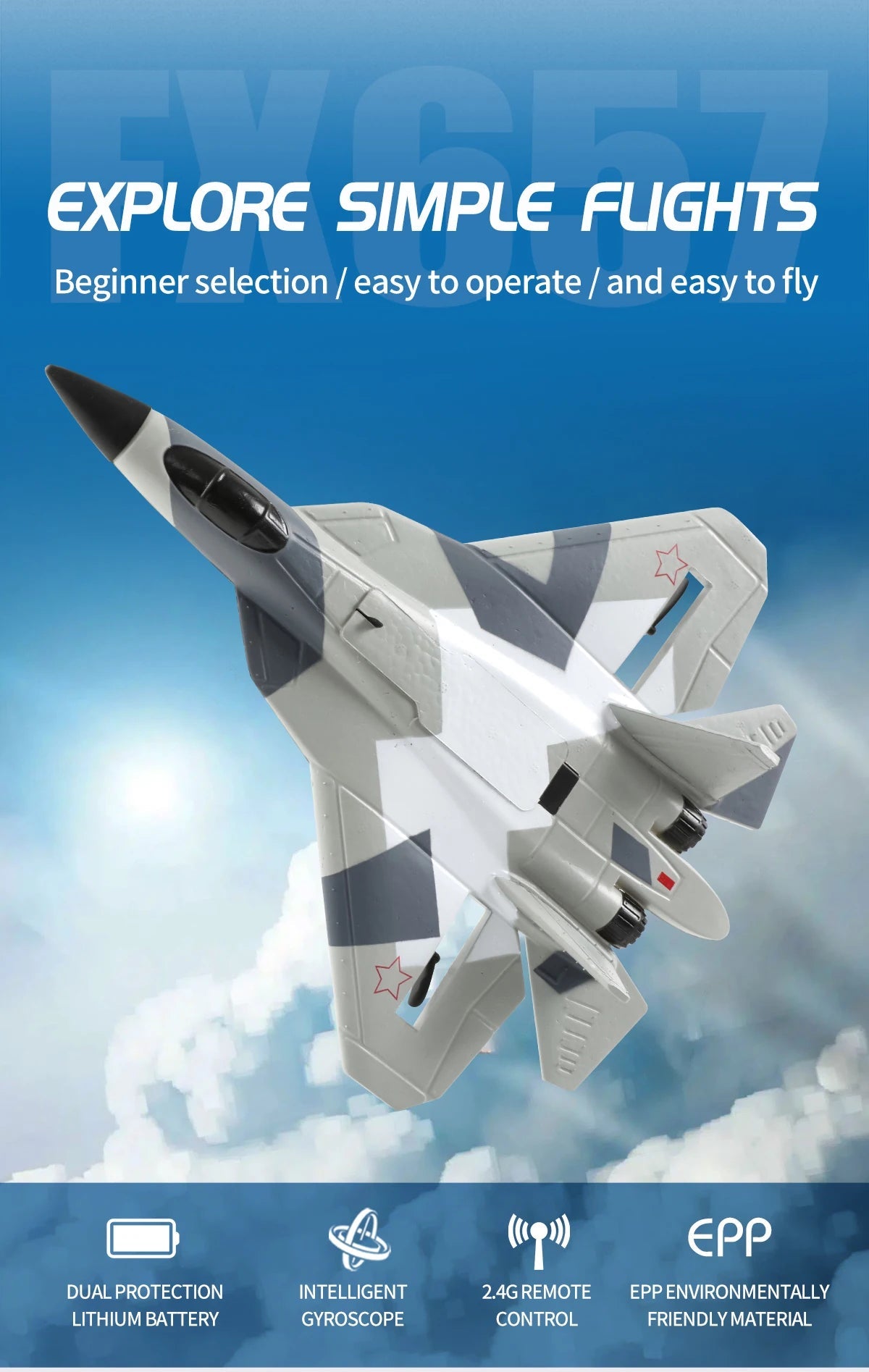 RC SU - 35 Foam Fighter Jet – 2.4G Remote Control Glider Airplane for Kids - trendbuzzer