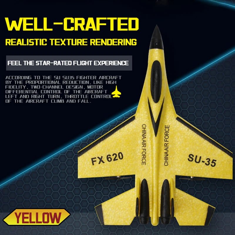 RC SU - 35 Foam Fighter Jet – 2.4G Remote Control Glider Airplane for Kids - trendbuzzer